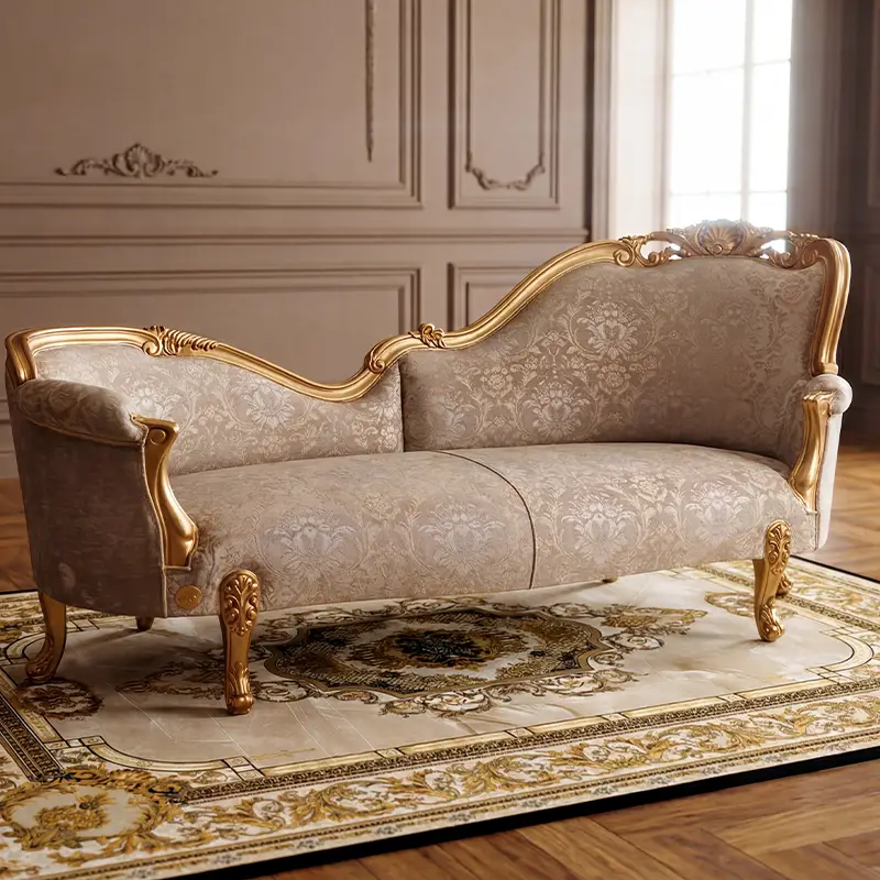 Luxury design Italian chaise longue in luxury beige fabric