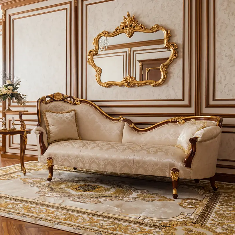 Luxury design Italian chaise longue in luxury beige fabric