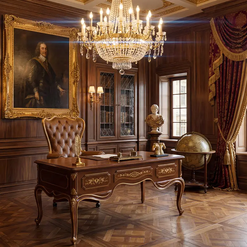 Luxury design classic Italian office desk in a vintage interior design office