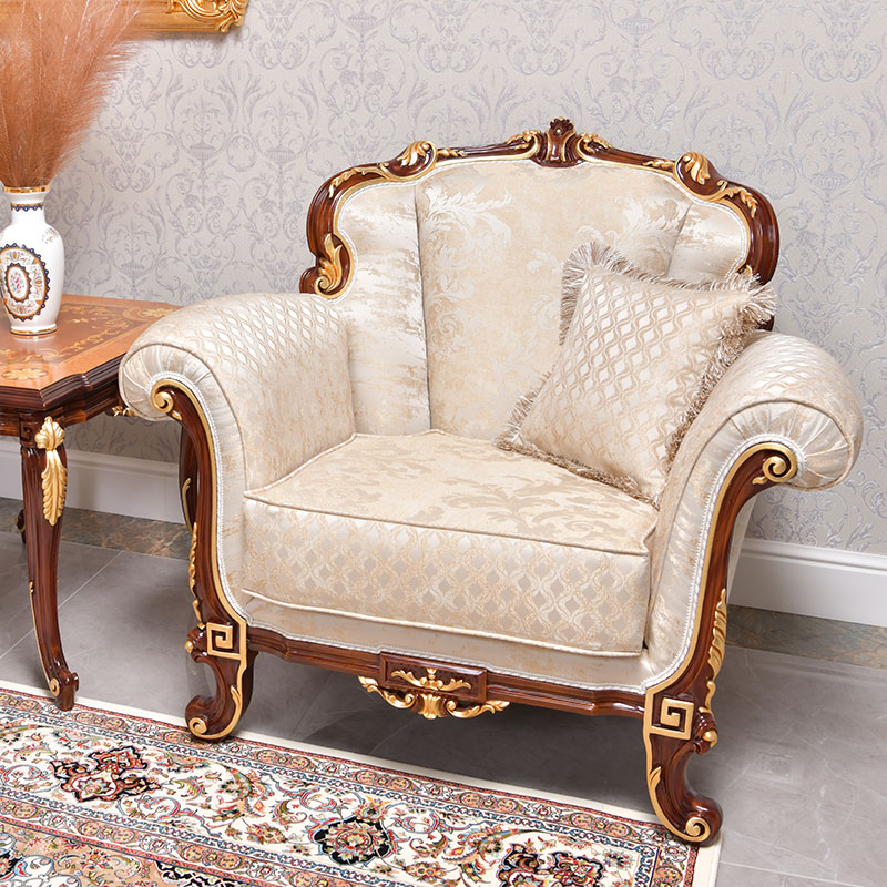 Classic Design Italian Armchair in wood color finishing