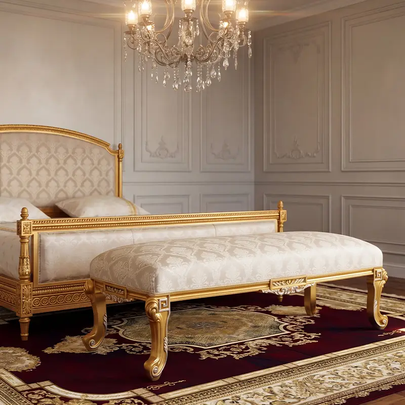 Classic Luxury Design Italian Bedroom Bench in a luxury bedroom