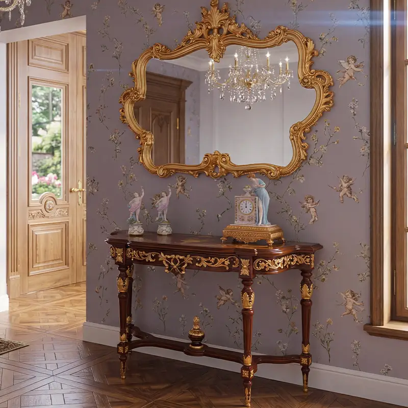 classic luxury design console table with classic design mirror