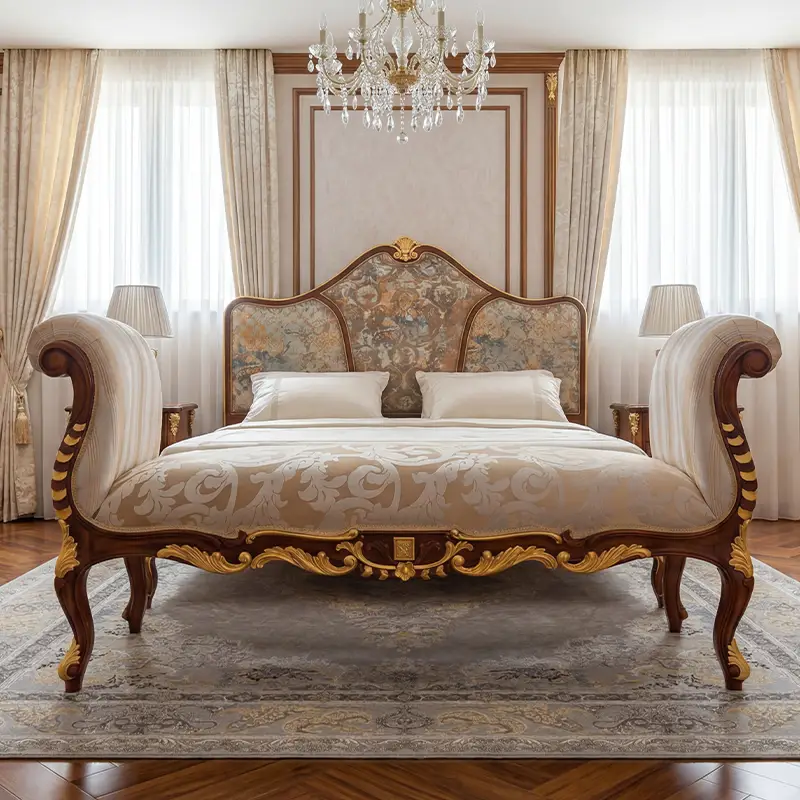 Classic Luxury Design Italian Bedroom Bench in a luxury bedroom