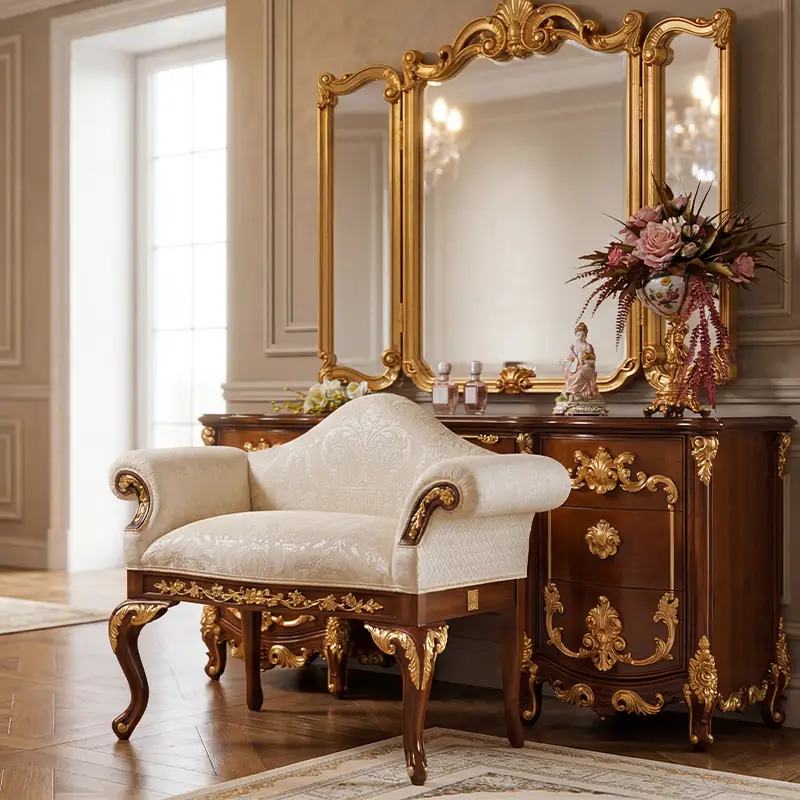 classic luxury design Italian Dressing Table Bench and make up desk chair