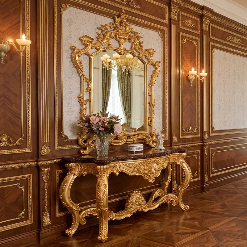Classic luxury design console table with a classic design mirror on top
