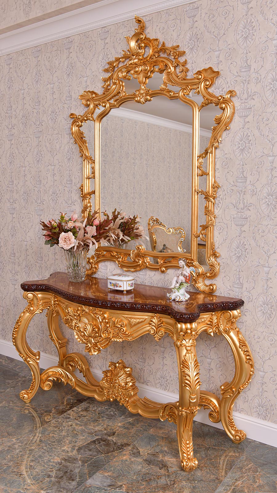 classic design console table and mirror