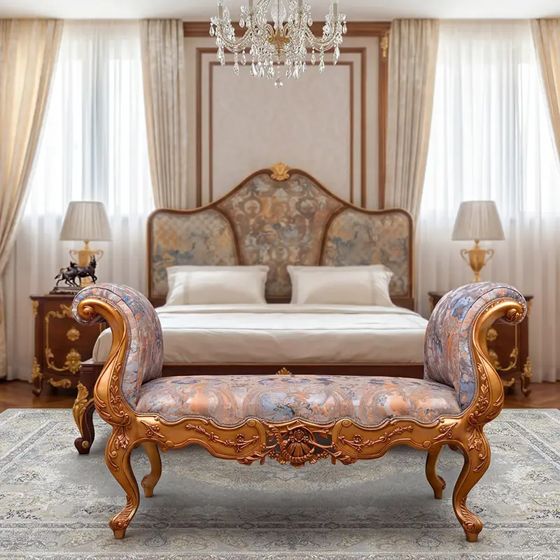 Classic Luxury Design Italian Bedroom Bench in a luxury bedroom