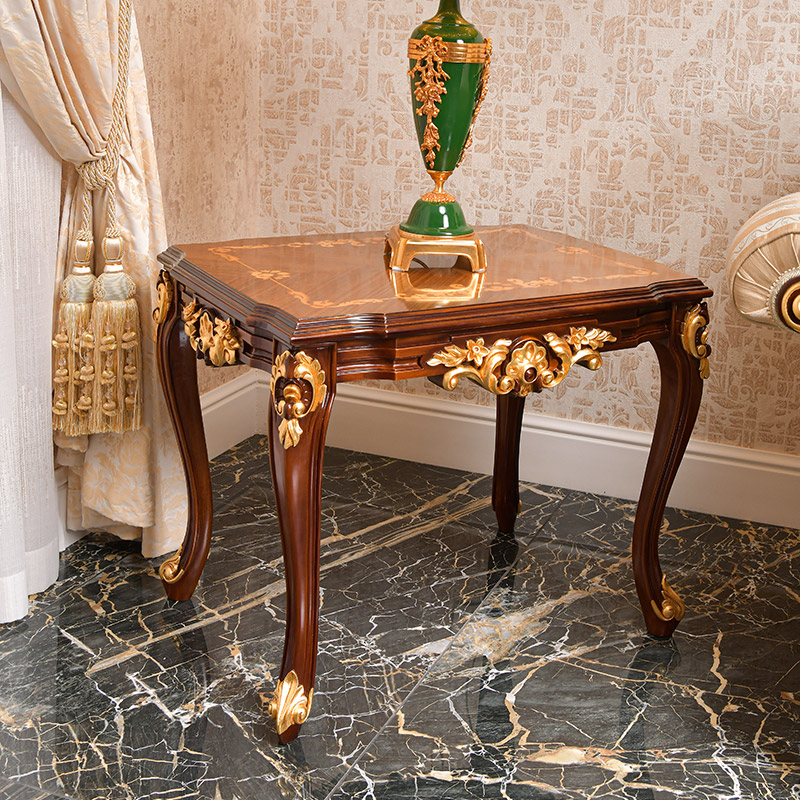 Classic luxury design wooden side table made in Italy