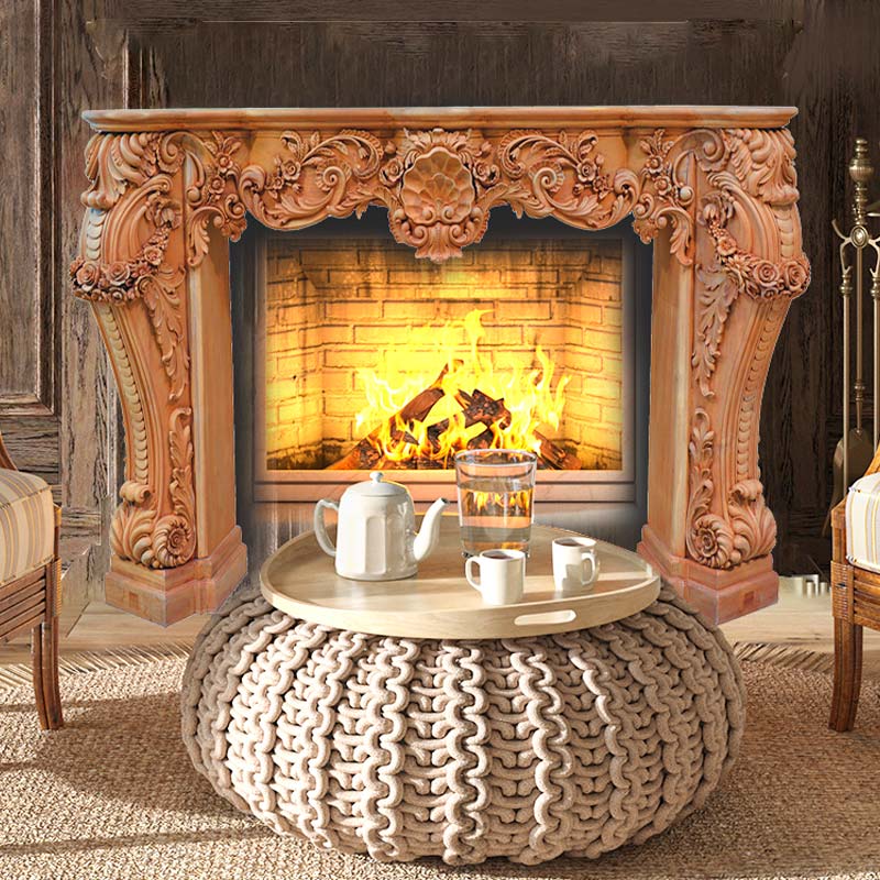 wooden fireplace