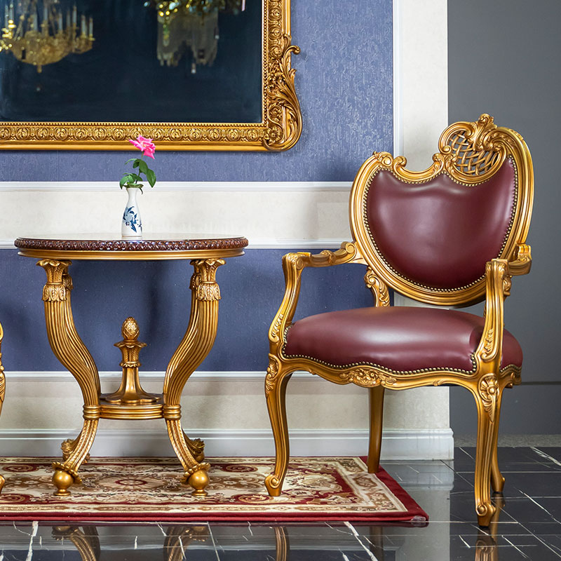 Luxury design Italian armchair model Rococo next to a side table