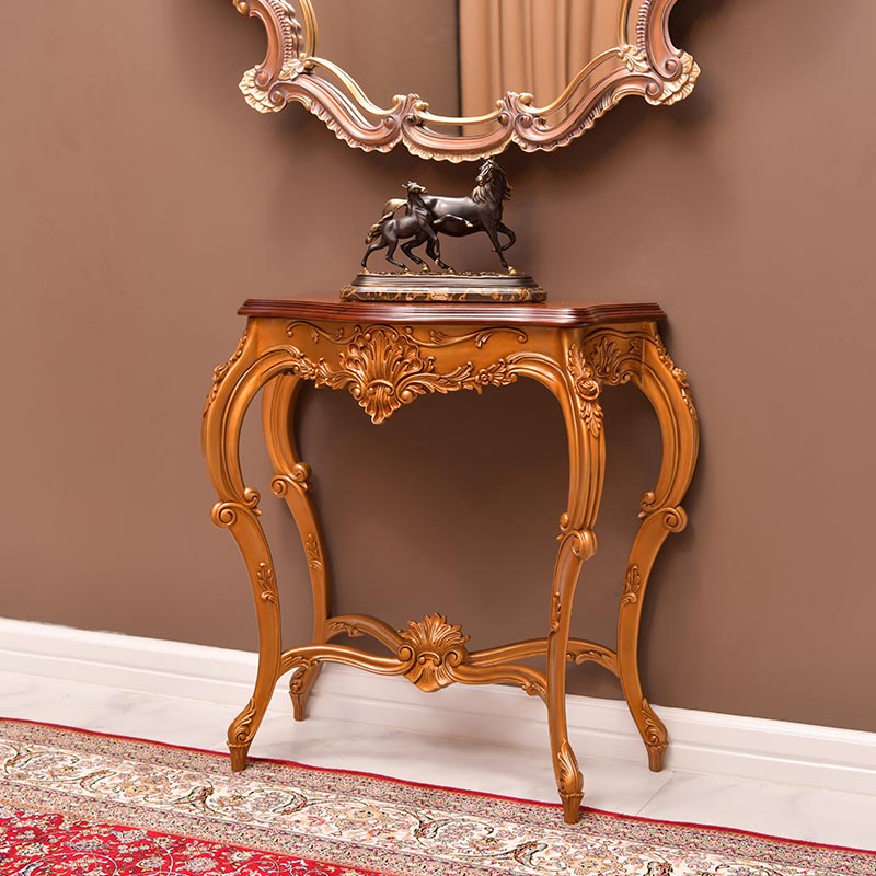 Italian classic luxury design Console Table With Top Wood Inlay