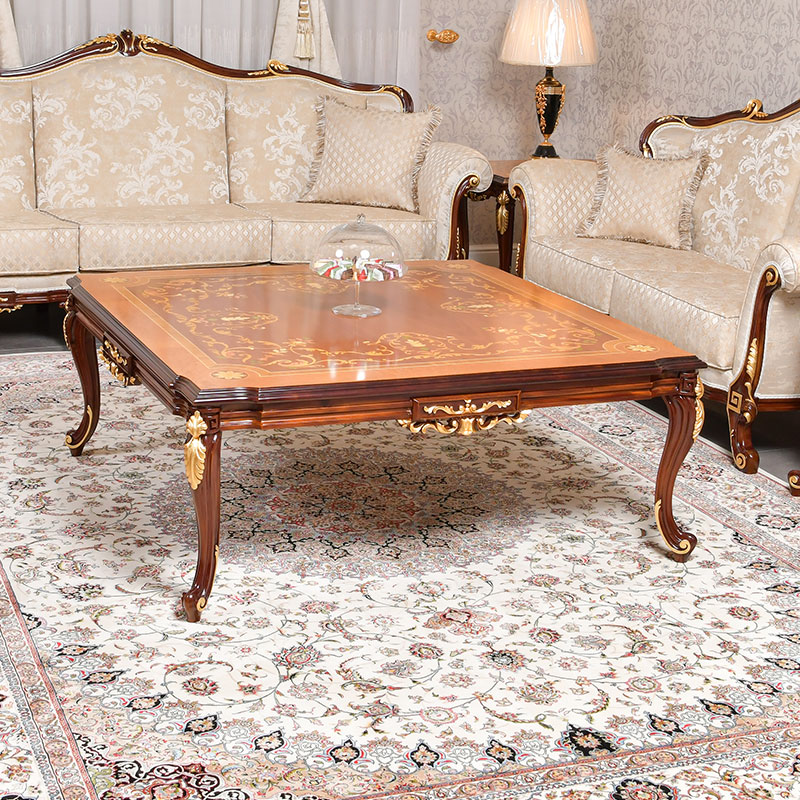 Classic design square shape coffee table with top Inlay 