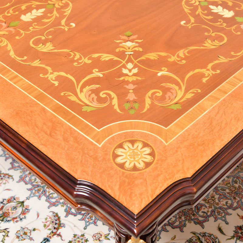 Classic design square shape coffee table with top Inlay