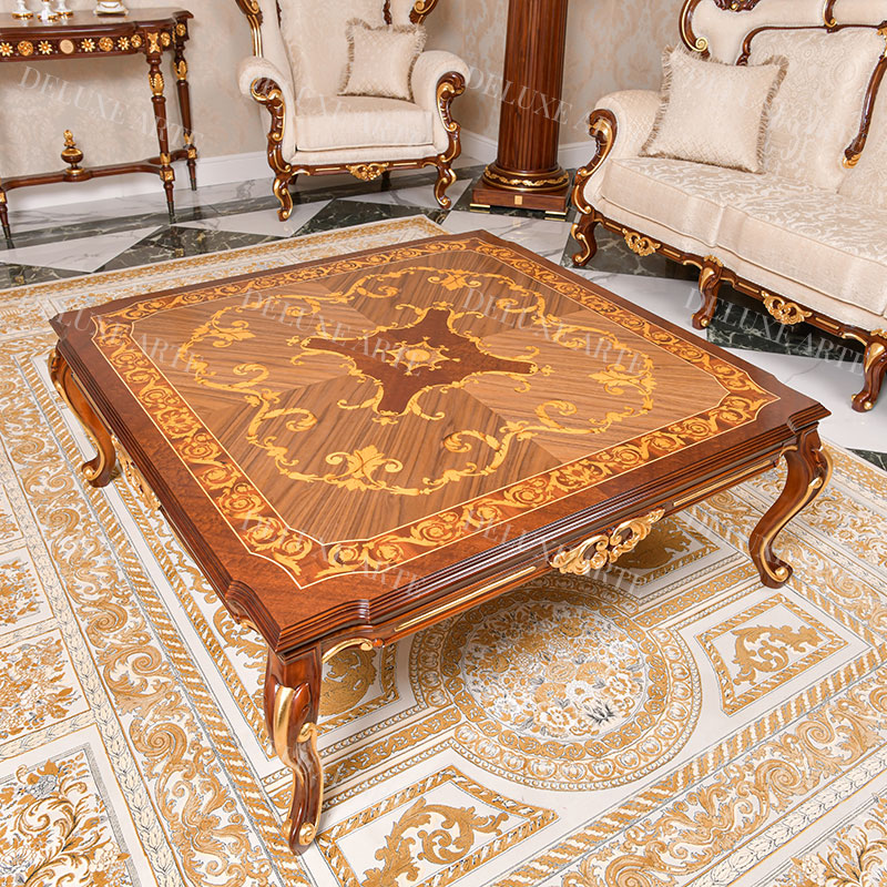 classic italian luxury coffee table with inlay on top