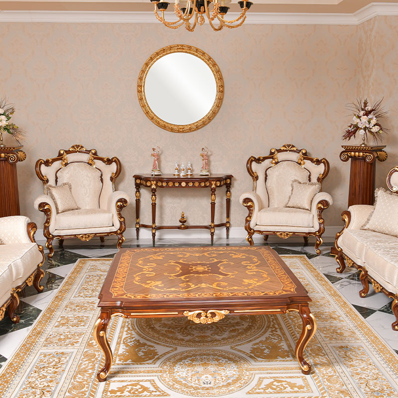 Square classic design coffee table top wooden Inlay design