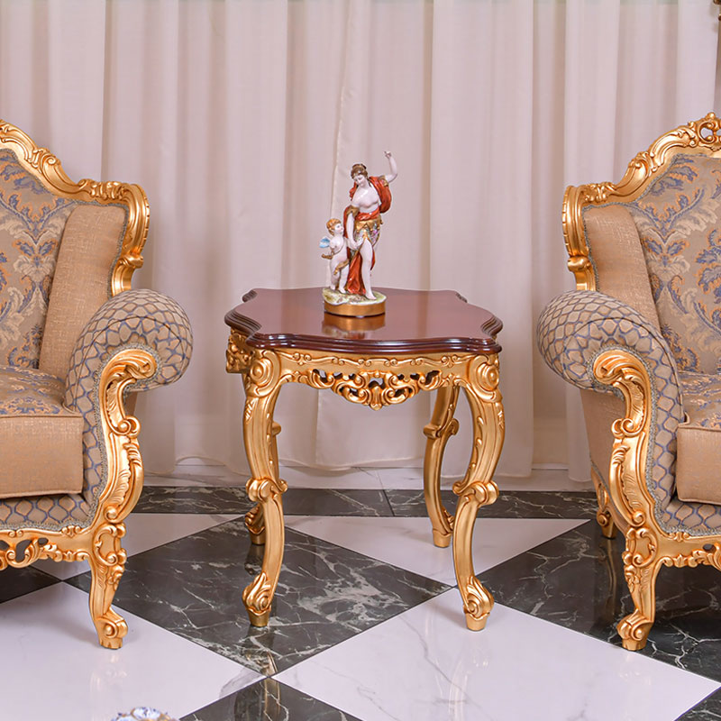 Classic design side table with Top wood and finishing gold leaf