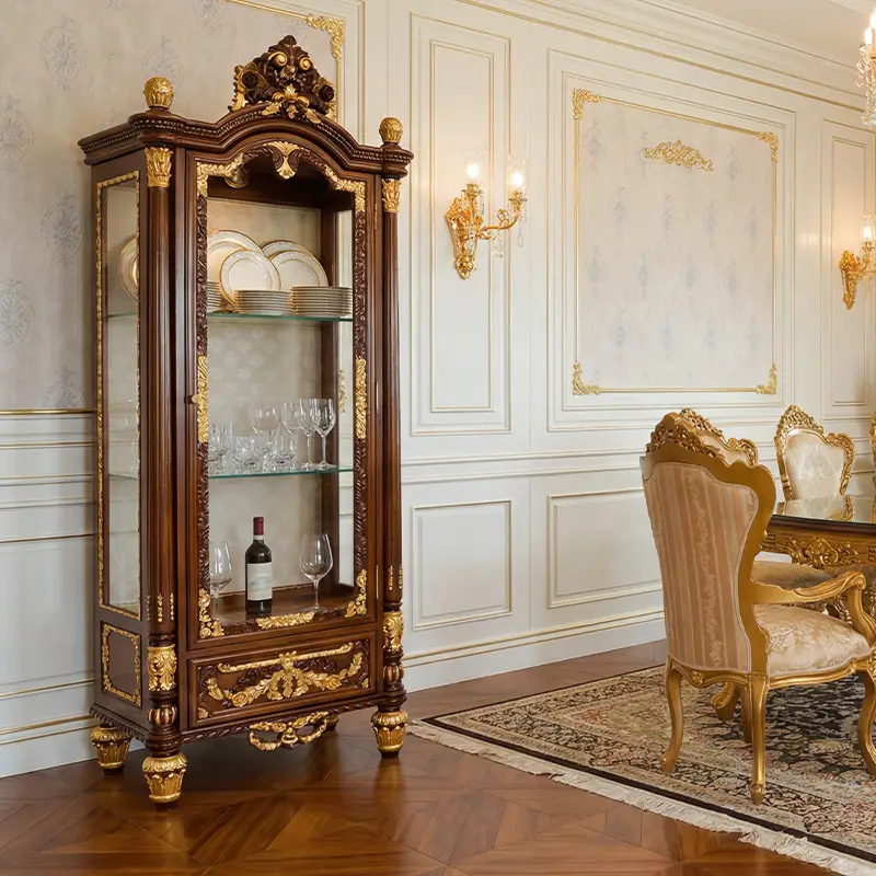 luxury classic design wooden showcase made in Italy