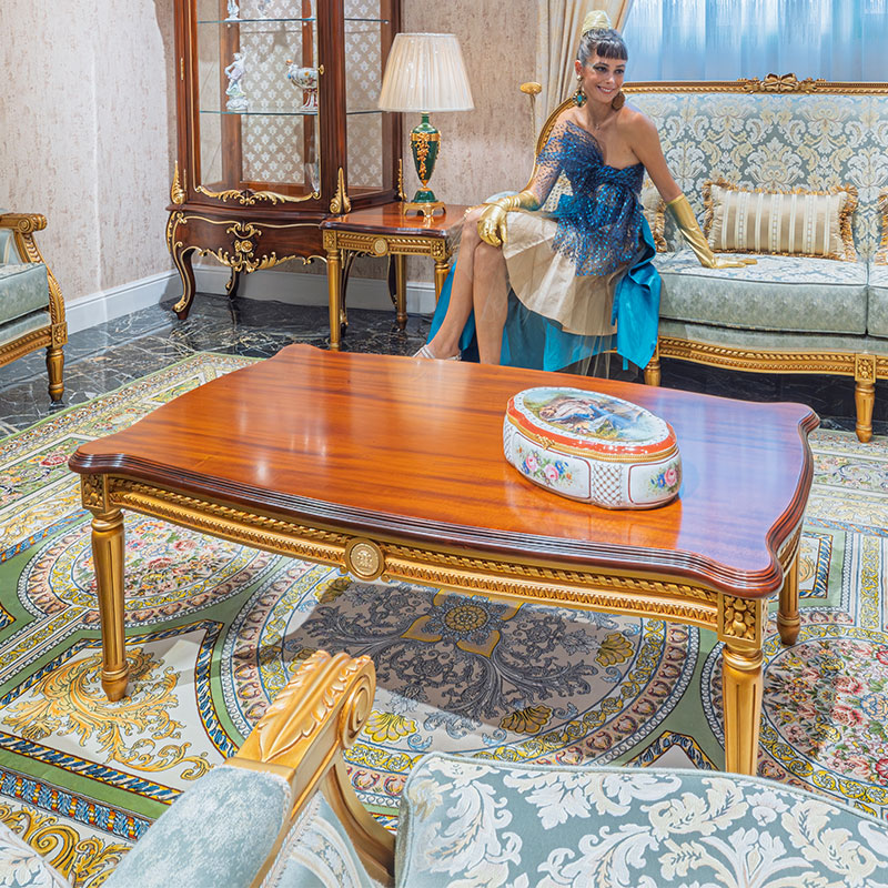 Gold leaf living room coffee table