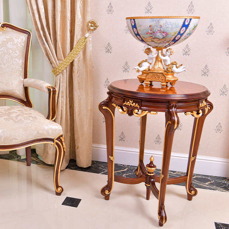 Classic Luxury design wooden round shape Side Table