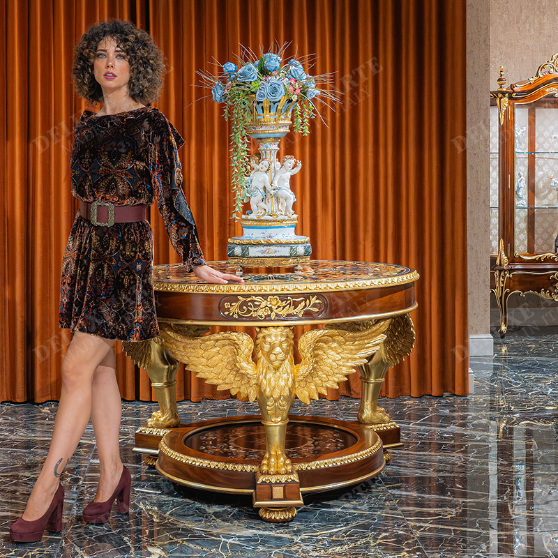 Leone Round Foyer Table & Hall Entrance Round Table