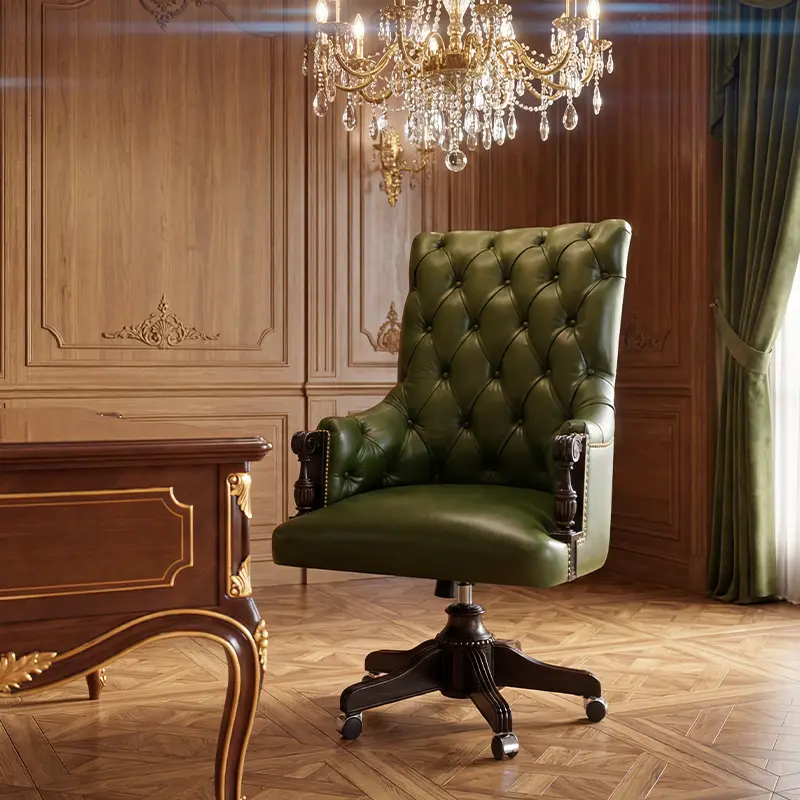 Classic luxury design office director executive armchair upholstered with natural leather