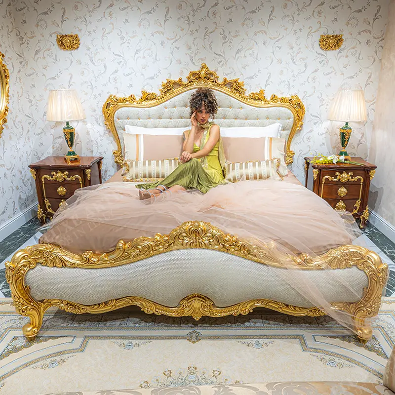 Italian classic luxury bedroom furniture- Classic design beds, night tables, dressing tables