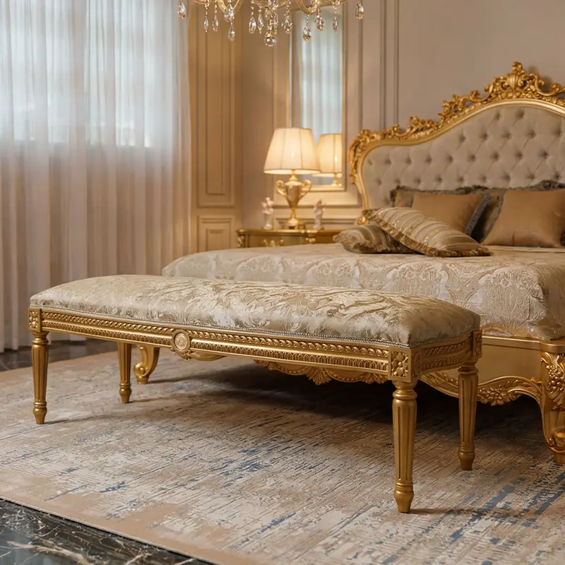 Classic Luxury Design Italian Bedroom Bench in a luxury bedroom
